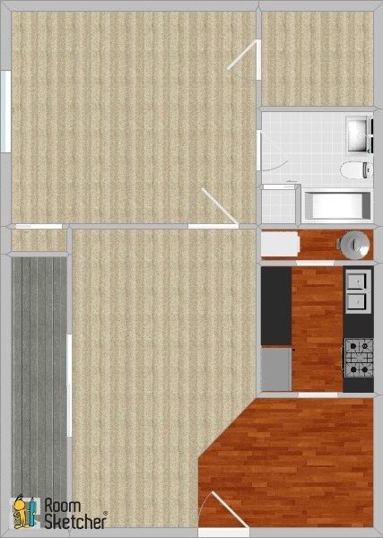 1 bed 1 bath, standard Floor Plan 3